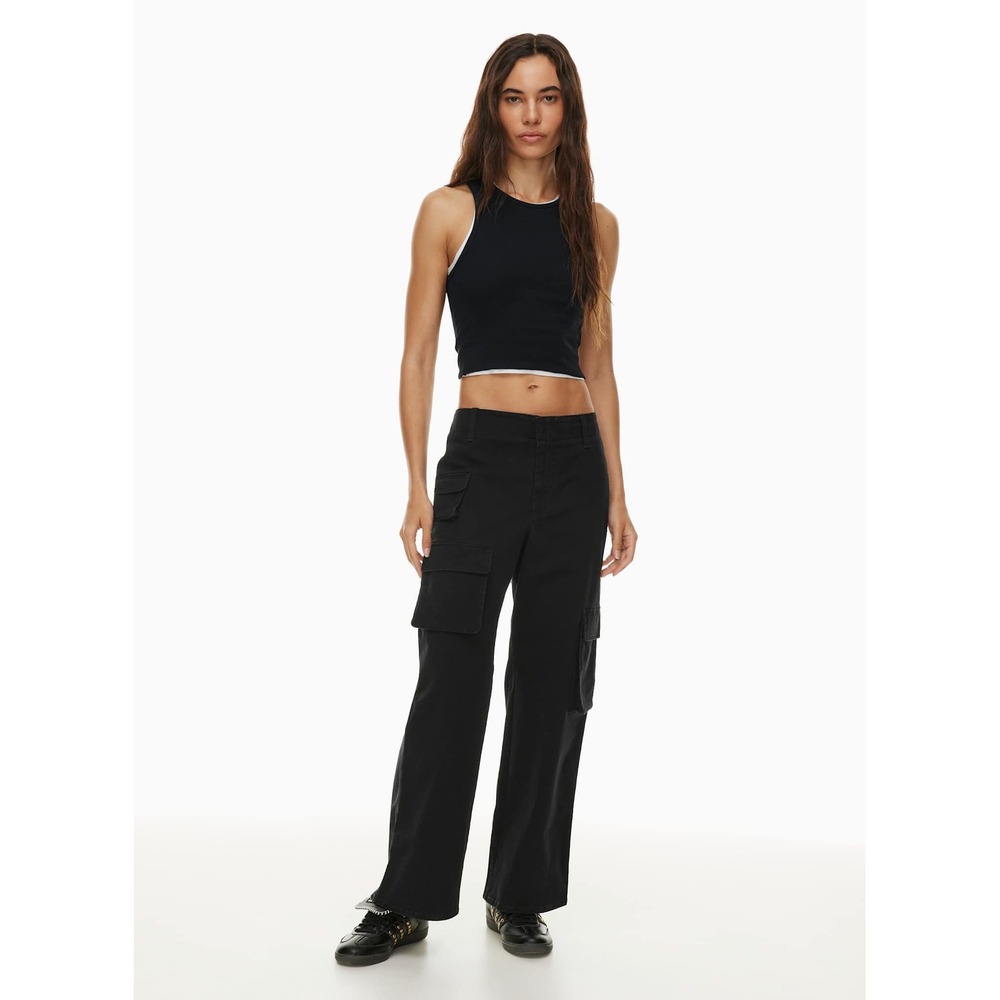 TNA Aritzia Picture Cargo Pants Black High Rise Wide Leg Size 0